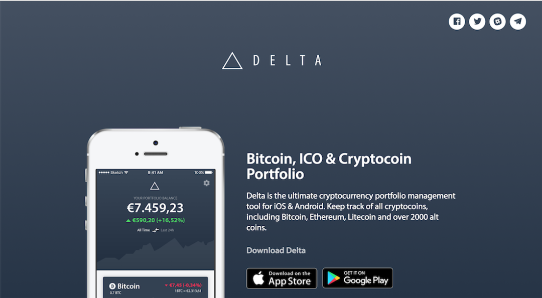 delta crypto app show percentage